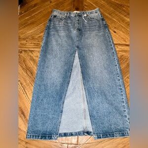 KanCan maxi denim skirt with front slit - perfect timing for some tall boots/XL